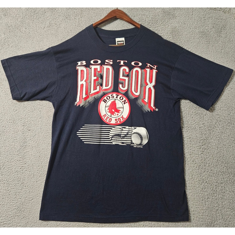 Vintage 1993 Boston Red Sox Spell Out T Shirt Logo 7 Navy Blue‎ Men's Size XL